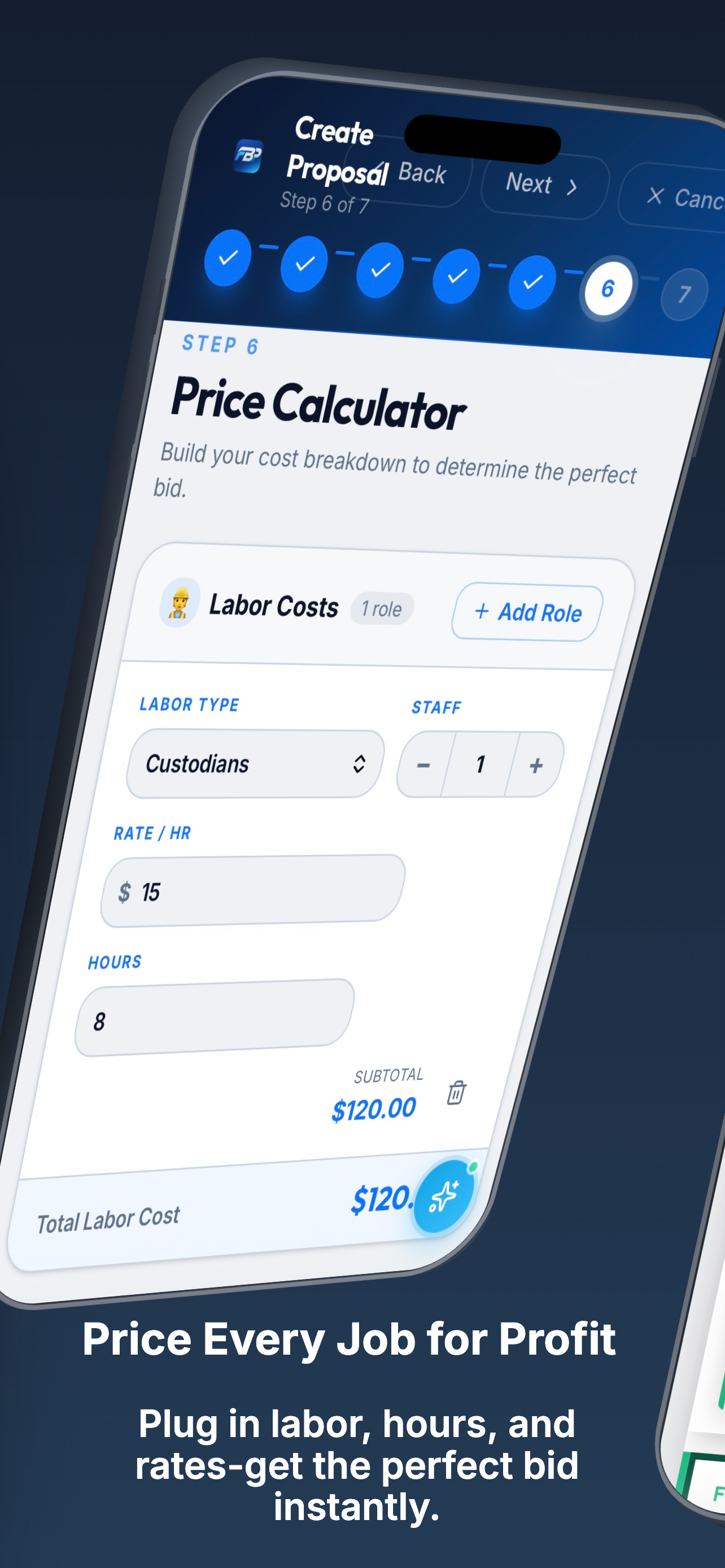 Price calculator — plug in labor, hours, and rates to get the perfect bid